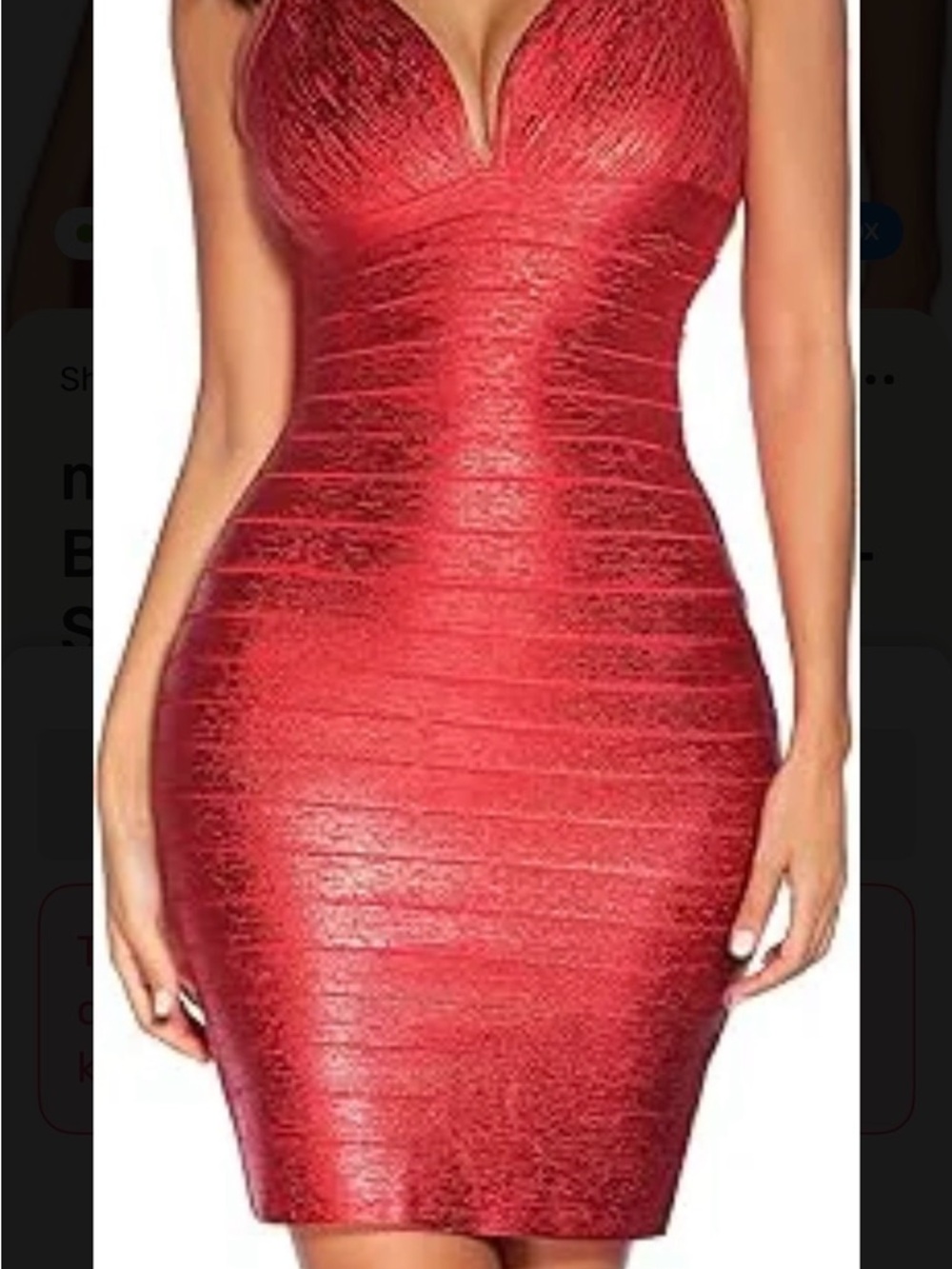 Red Bandage Bodycon Dress - V-Neck Sleeveless
